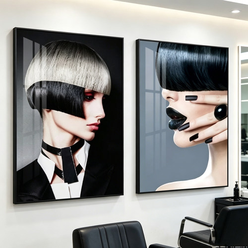 理发店美发店装饰画发型屋造型沙龙店创意挂画发廊烫染直艺术壁画
