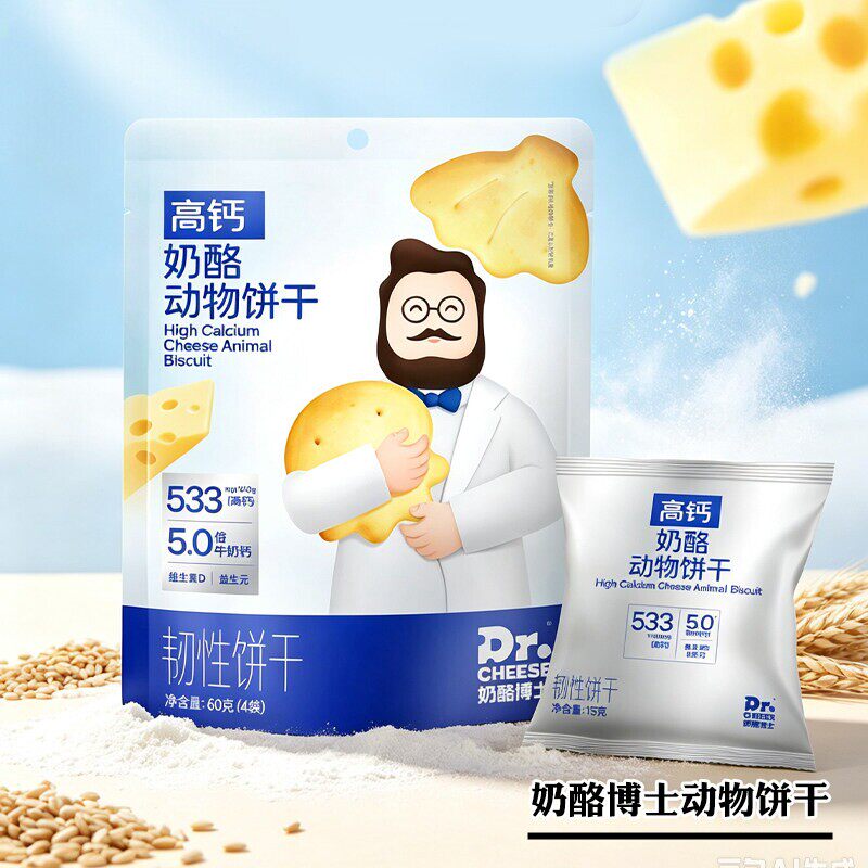 奶酪博士高钙奶酪动物饼干宝宝营养零食抓握锻炼配方干净独立小包