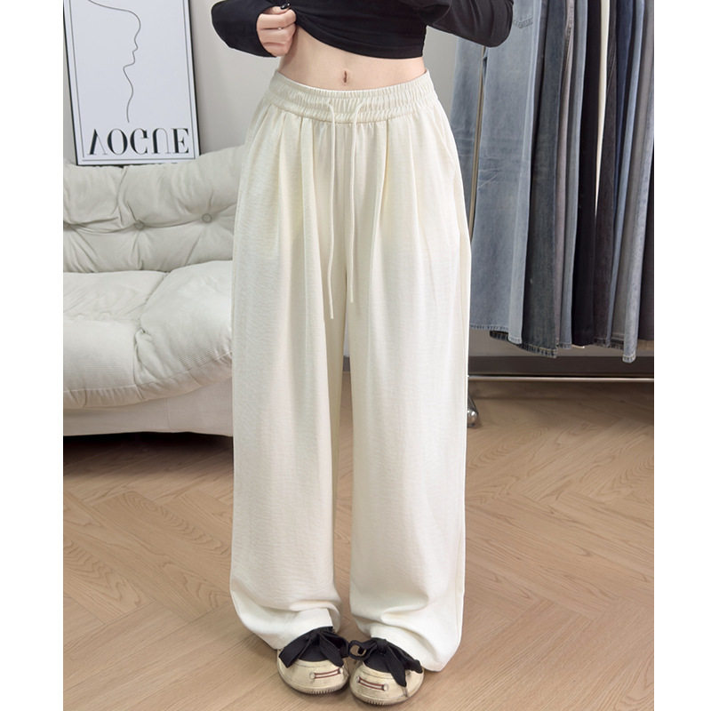 阔腿裤女春夏季2026新款高腰垂感休闲肌理感奶芙冰丝山本直筒裤子