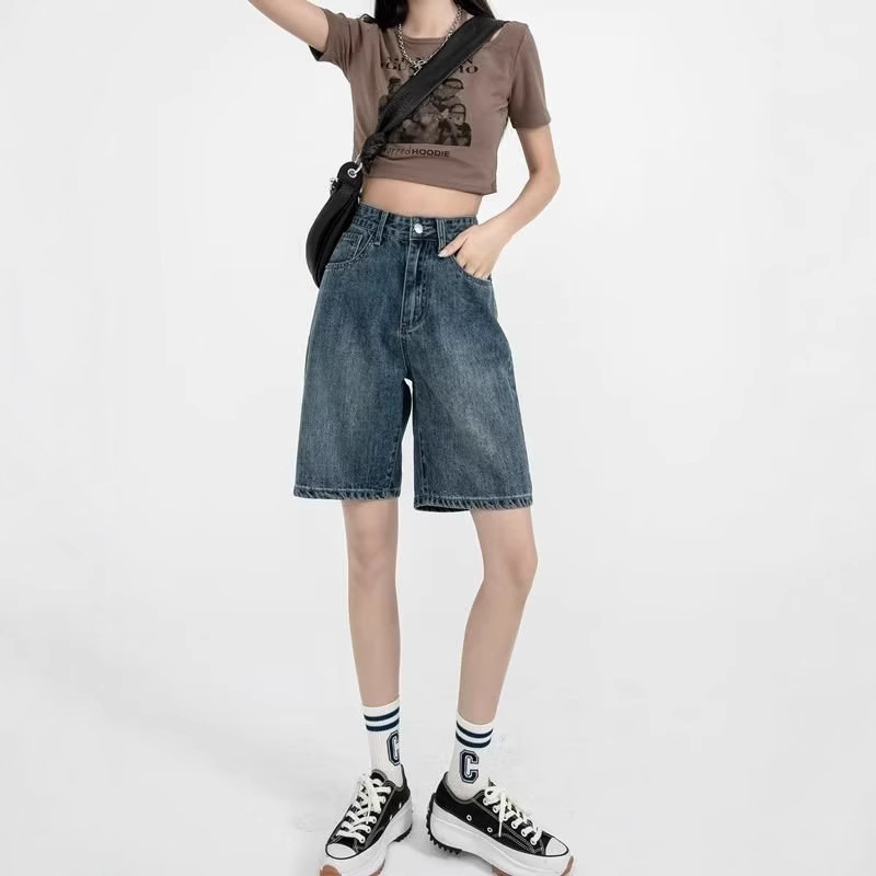 牛仔短裤女2025年夏季新款高腰显瘦五分裤款式阔腿夏薄款5分中裤