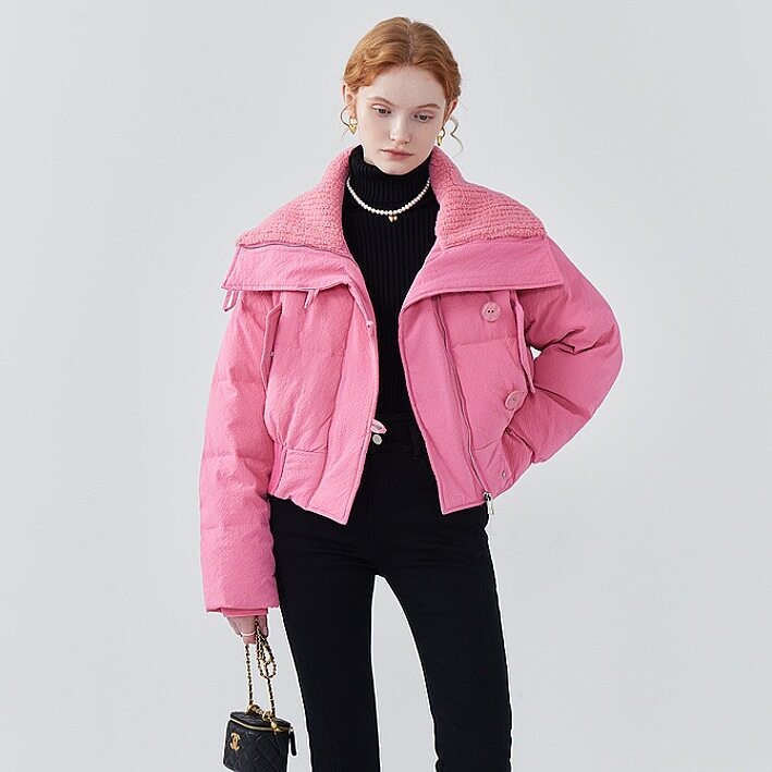 羽绒棉服女款2025新款时尚潮流小个子加厚短款棉衣宽松设计感外套