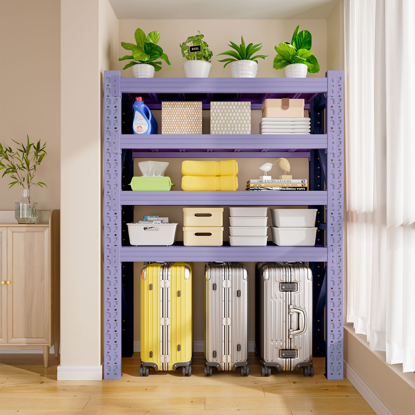 钢制货架置物架多层家用阳台置物架储藏间行李箱收纳层架快递杂物