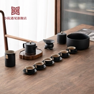 ấm chén đất nung Sân nhỏ đáp ứng gốm đen Kung Fu trà hộ gia đình ấm trà tách trà văn phòng hiện đại phòng khách bộ trà hộ gia đình bộ bình trà 0.7 l jasmine bộ tách trà gốm sứ