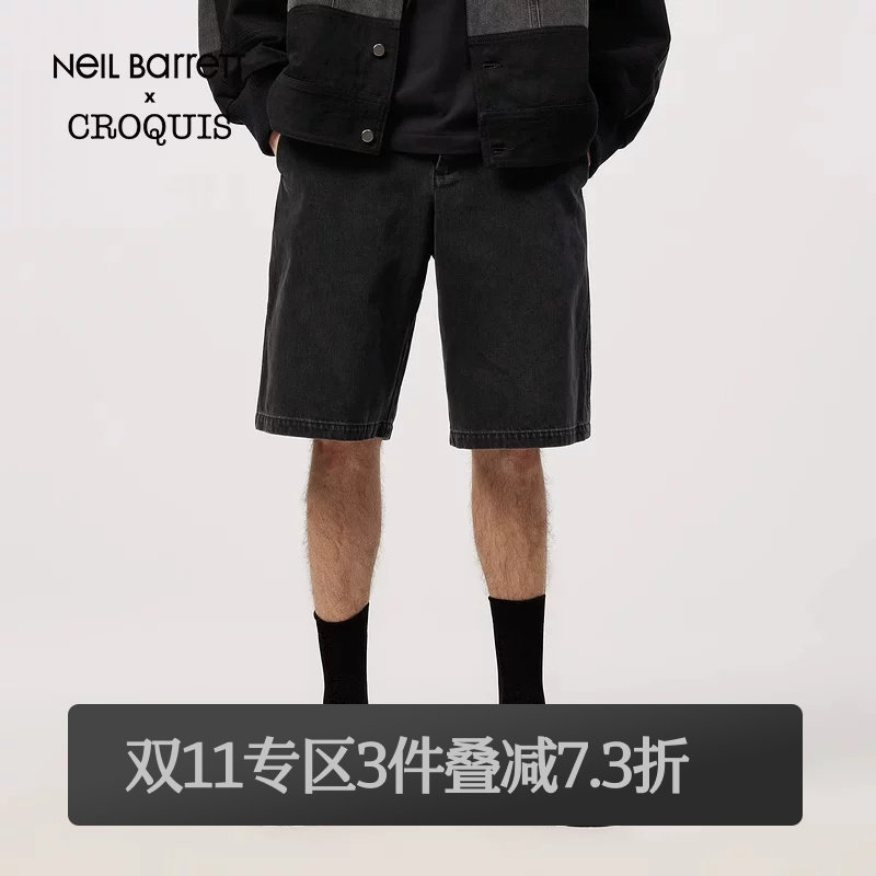 速写奥莱outlets男装春夏折扣新款棉质休闲宽松牛仔中短裤时尚