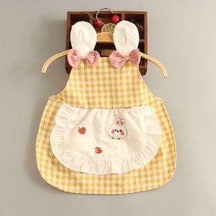 宝宝用餐围兜小兔子围嘴儿童纯棉口水巾女孩宝宝无袖罩衣轻薄防水