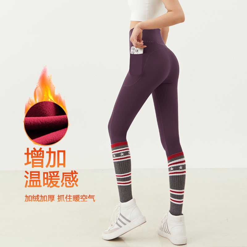 dg加绒瑜伽裤女外穿跑步健身训练舞蹈普拉提无尴尬线加绒瑜伽裤