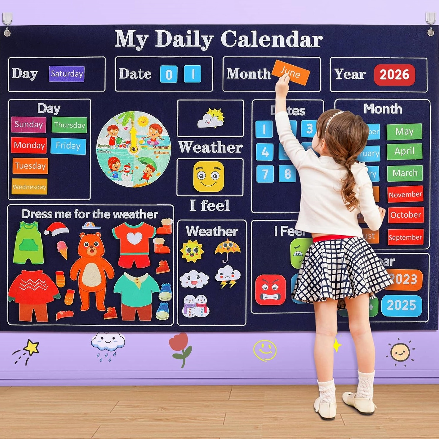 My First Daily Calendar Classroom Haves 3.3Ft Felt Board toy
