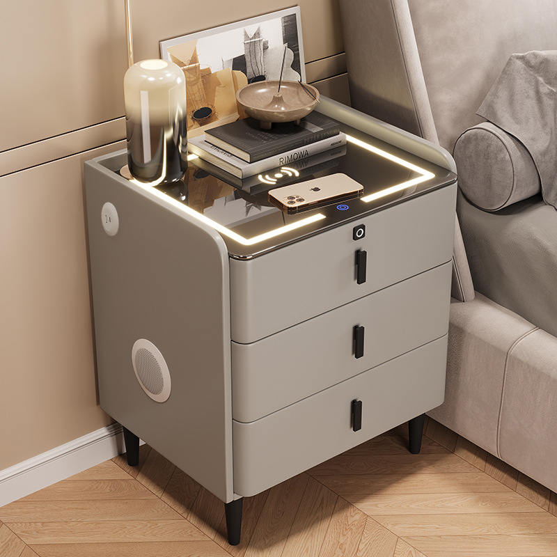 喜临门智能床头柜实木2025新款多功能家用卧室床边柜轻奢高级感带