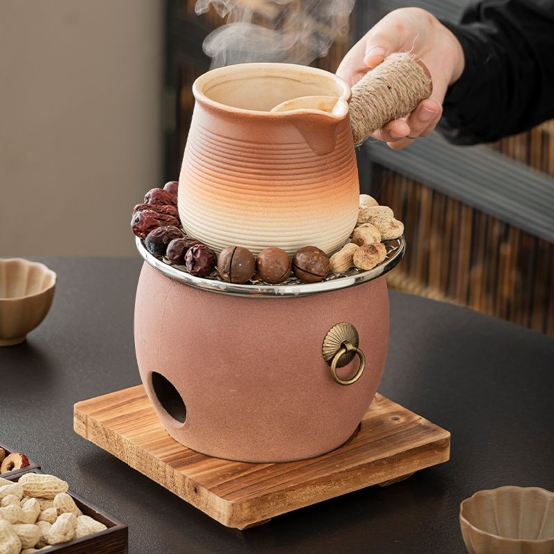 泥炉炭炉围炉煮茶壶套装烤奶壶烤奶罐泥炉烤火炉套装木炭小型烧烤