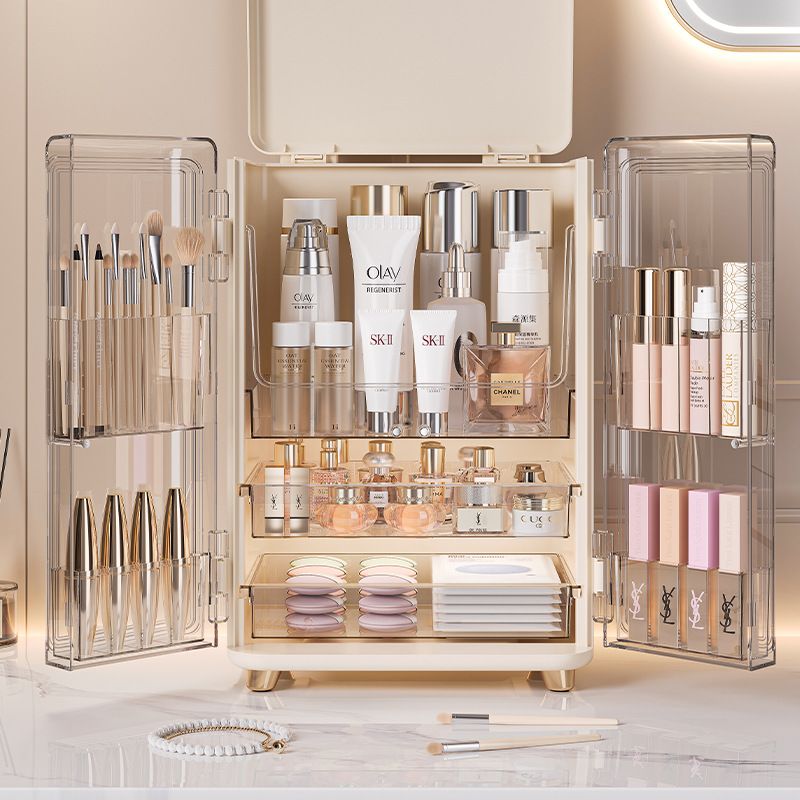 化妆品收纳盒大容量防尘桌面口红护肤梳妆台化妆刷网红轻奢化妆箱