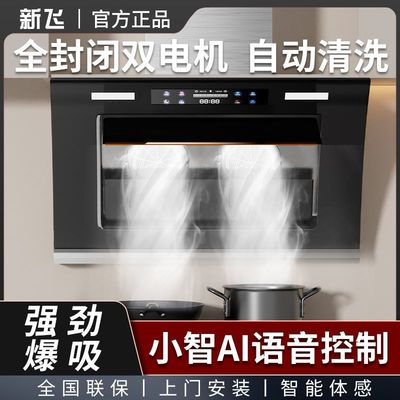 新飞油烟机家用侧吸式大吸力吸油烟厨房壁挂出租房自动清洁抽烟机