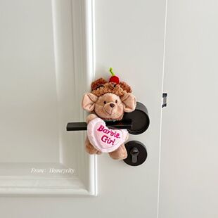 门把手保护套高级抱爱心袋鼠门把手保护套ins可爱纽扣熊头套小豆