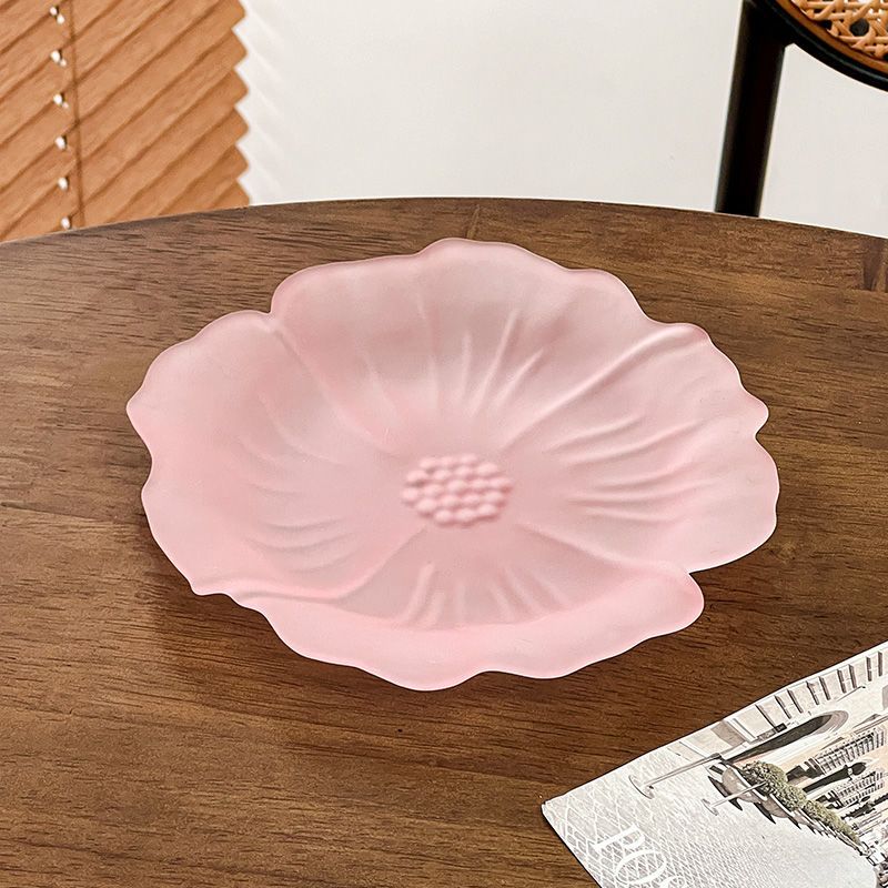水晶玻璃花型壶承高颜值花瓣托盘点心盘水果盘零食茶点盘茶具托盘