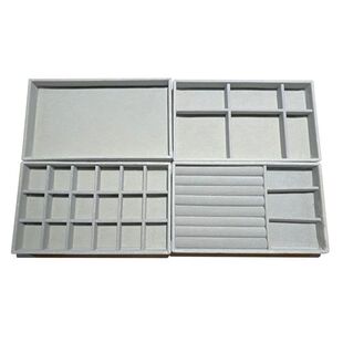 绒布首饰收纳盒托盘抽屉分格收纳手镯耳环戒指收纳盒女欧式珠宝盘