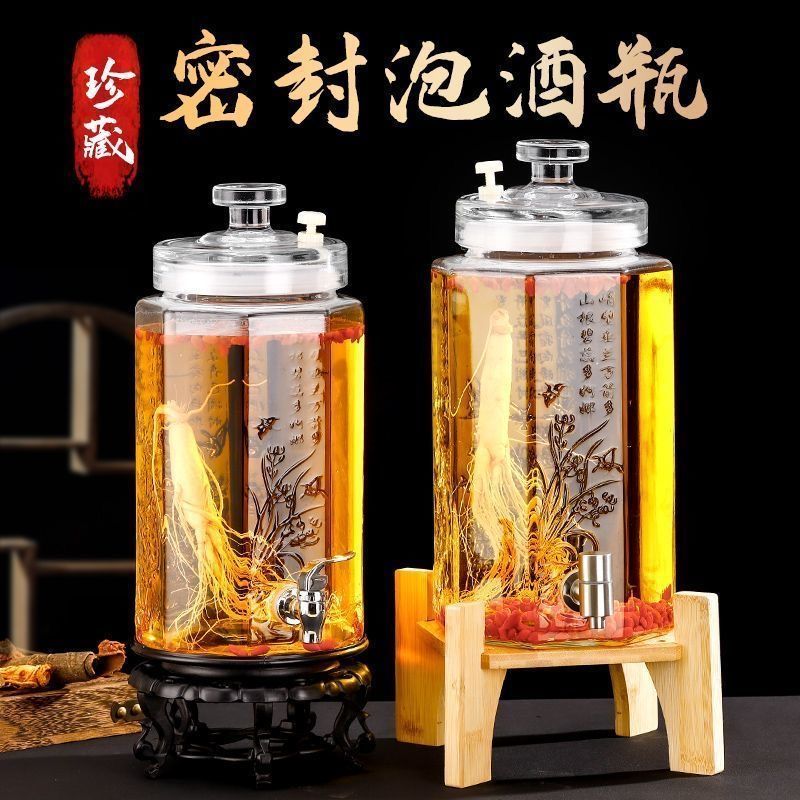 泡酒专用酒瓶高档密封带水龙头药酒酒罐加厚容器玻璃瓶家用酒坛子