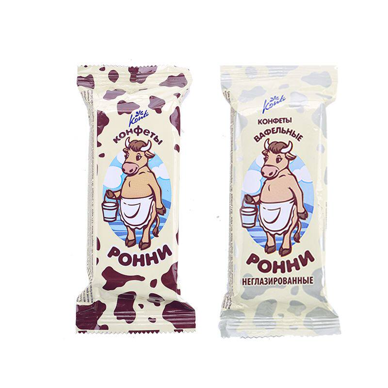 俄罗斯Konti康吉威化大牛饼干500克牛奶味威化休闲零食巧克力
