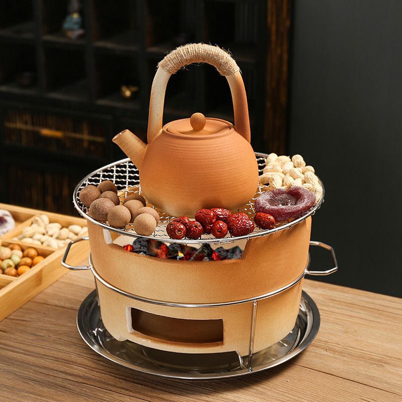 泥炉炭炉家用室内围炉煮茶壶办公室陶瓷打边烧烤炉老式泥炉木炭火