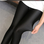 裤 皮高腰冰丝光面滑料单层踩脚蹬女外穿裤 弹力罩裤 套棉裤 加大码
