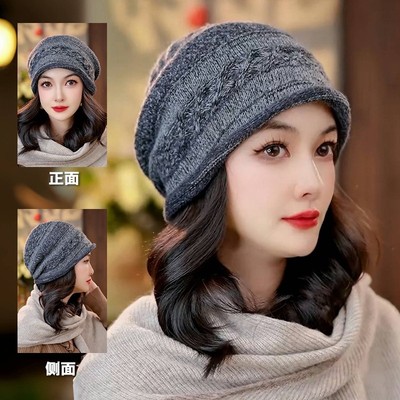 布塔阿拉善山羊绒巨软糯叽叽时尚帽子女秋冬新款羊毛堆堆帽PT8033