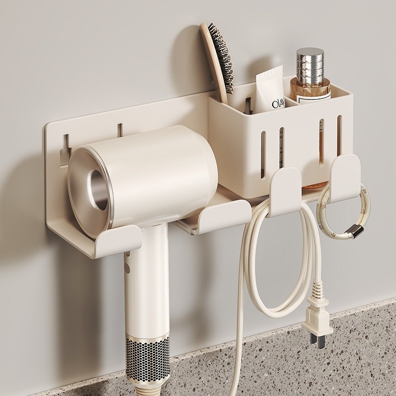 吹风机置物架免打孔卫生间收纳绕线电吹风挂架吹风筒支架浴室架子