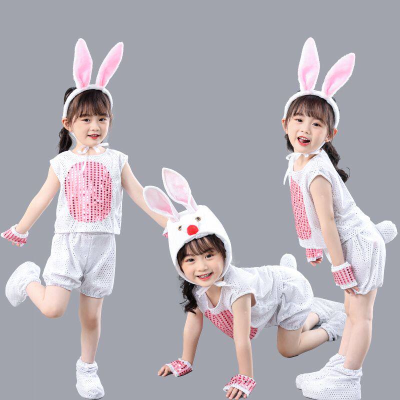 小兔子演出服新款儿童小白兔表演服幼儿园运动会舞台舞蹈服装小动
