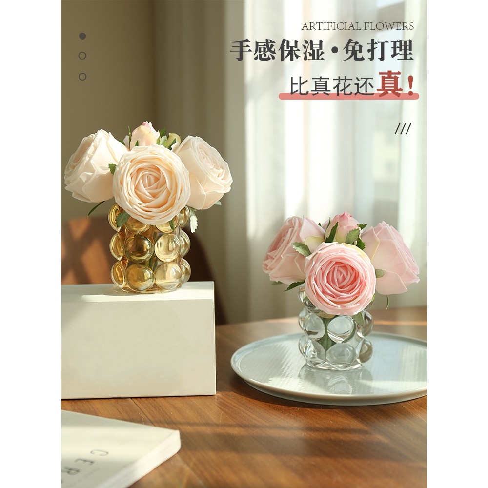 手感保湿手工时尚仿真玫瑰花床头柜茶几梳妆台洗漱台餐桌精致摆件