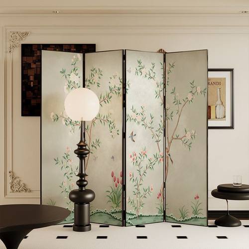 中古花鸟屏风隔断客厅遮挡折叠移动直播摄影棚背景墙现代简约装饰