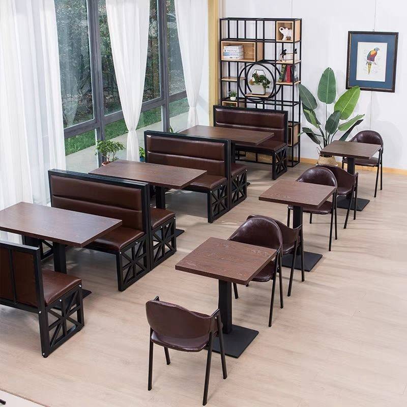 奶茶店卡座复古组合休闲甜品店双人烘焙小吃店商务火锅弧形长条