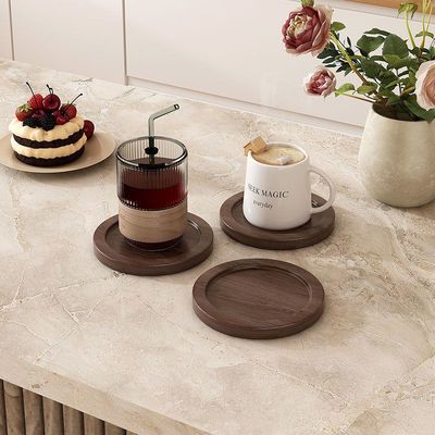 楠竹复古茶杯垫茶托茶道客厅竹木托盘杯碟圆形隔热垫杯托套餐新款