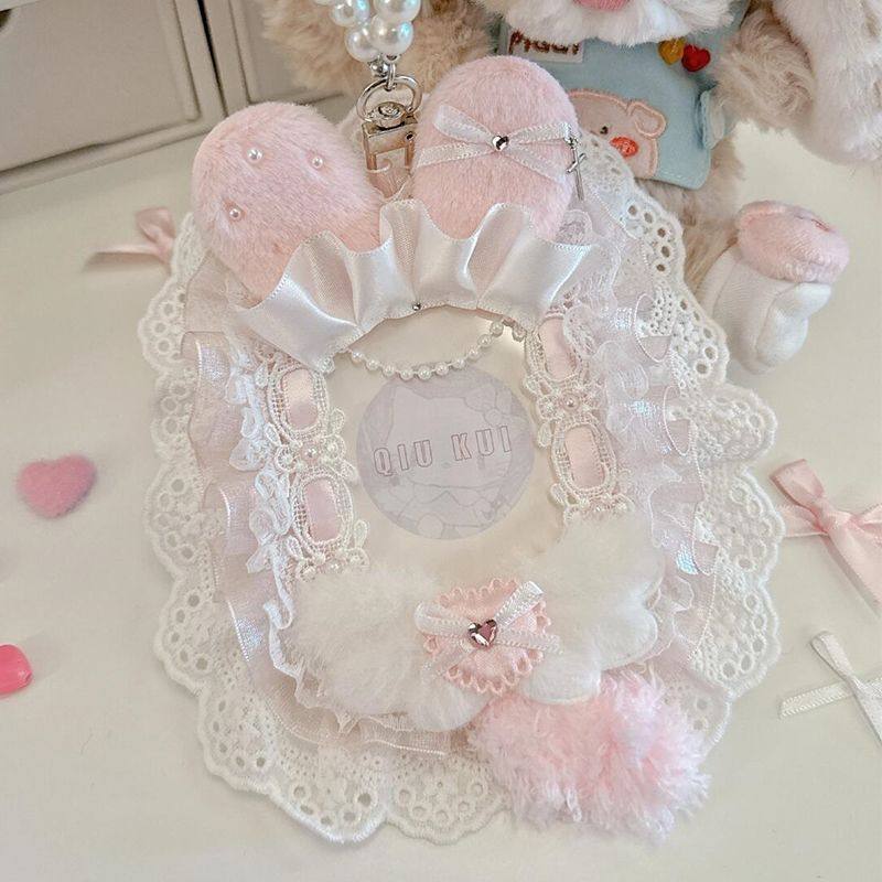 小卡卡套可挂书包成品手作diy日系ins风花边兔耳朵蕾丝咕卡套粉