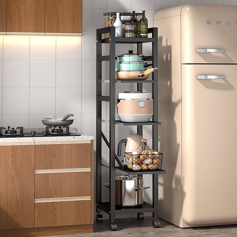 厨房夹缝抽拉式置物架多层微波炉烤箱架子可移动多层大容量储物架