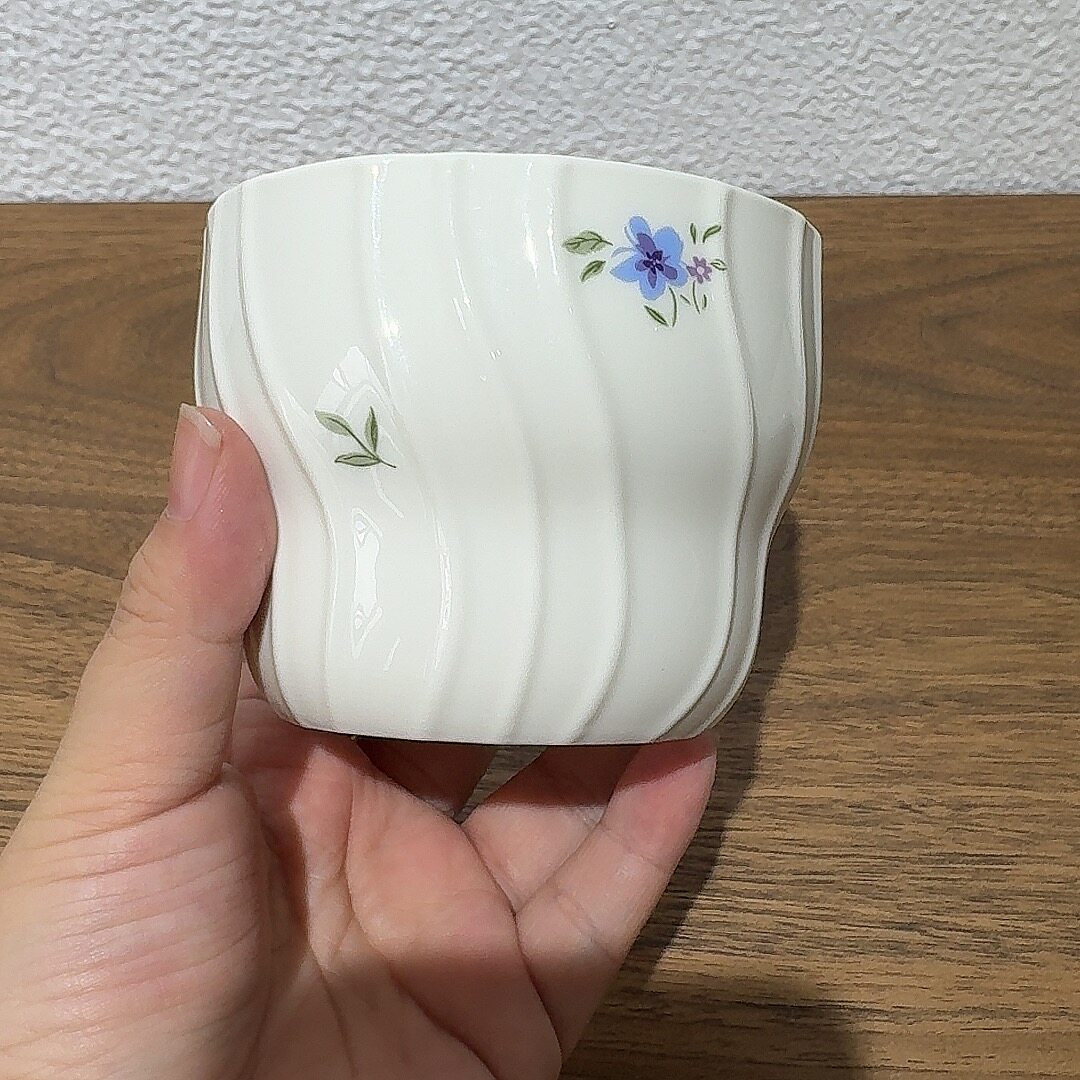 甜美小花陶瓷咖啡杯白色波浪纹