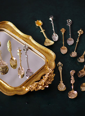 欧式宫廷复古雕花银金色咖啡小勺子搅拌勺糖勺创意可爱烘焙甜品勺