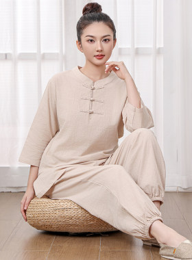 玄善居士服纯棉宽松舒适吸汗套装