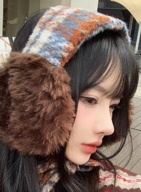 秋冬氛围感复古耳罩女冬季毛绒绒耳包百搭保暖耳捂子骑车防寒护耳
