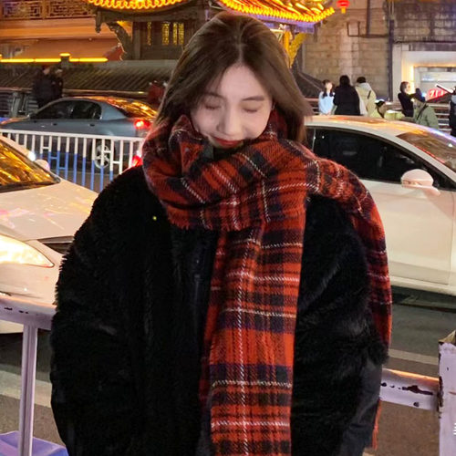 圣诞节~氛围感格子围巾