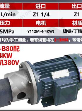 新款CB-B6/B10/B4/B2.5齿轮泵液压油泵电机组370W/550W润滑油包邮
