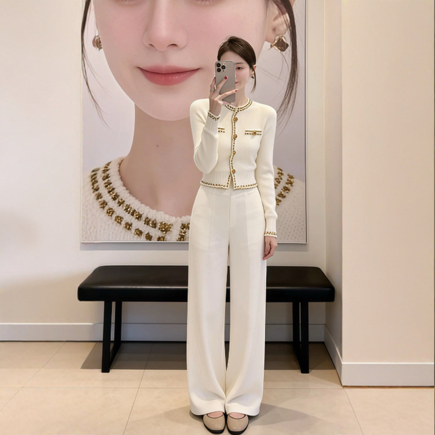 小香风超好看针织毛衣休闲裤两件套装女装26年冬季减龄一整套穿搭,女装/女士精品,时尚套装,淘宝优惠券,粉丝福利购,淘宝优惠卷