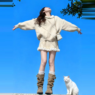 2025秋冬装 穿搭一整套针织毛衣连衣裙子女巨好看高级感小香风短裙