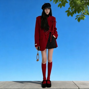 新年战袍小香风红色套装短裙子女2026春季新款气质氛围感穿搭套裙