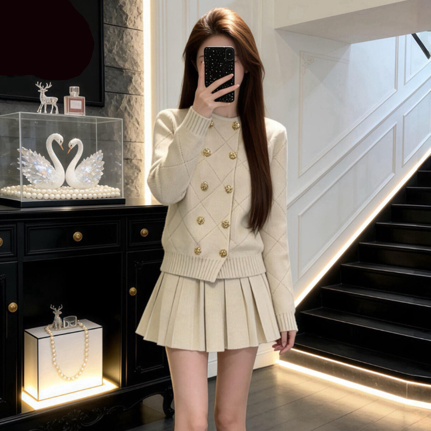 巨好看小香风针织毛衣套装连衣裙子女2026春季新款小个子修身短裙