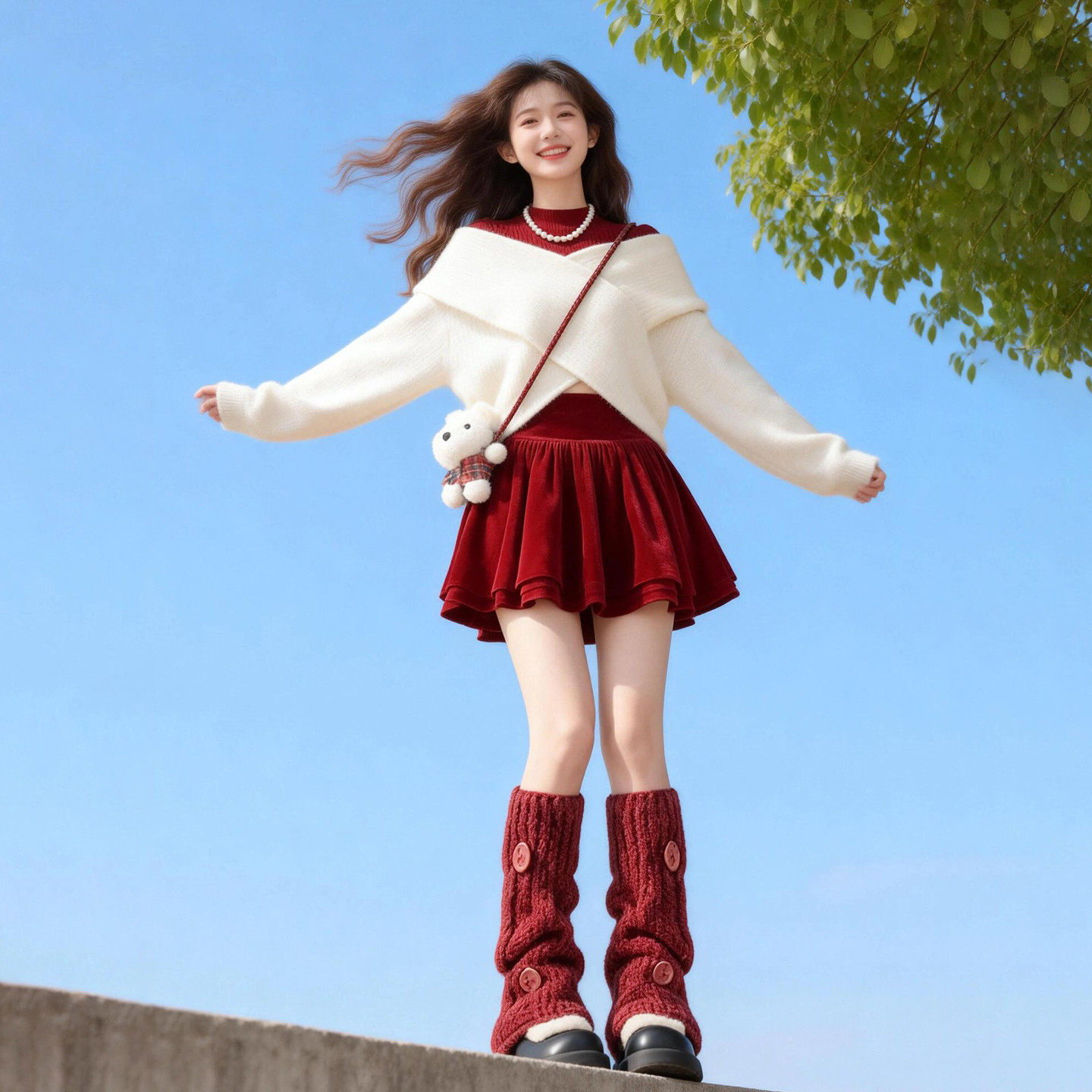 2026新款洋气减龄穿搭红色套装连衣裙子女春季巨好看气质A字短裙