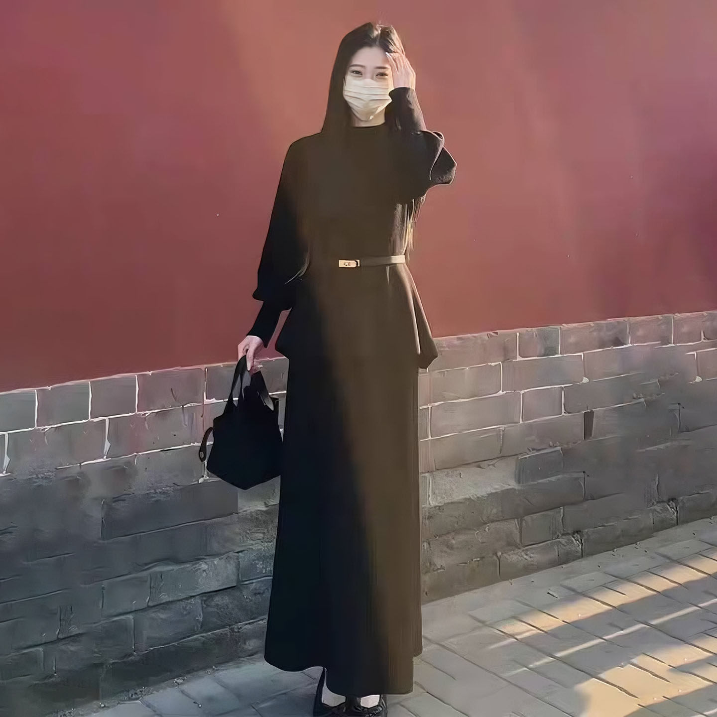 深秋季加厚半高圆领长袖连衣裙子女法式chic绝美黑色收腰针织长裙,女装/女士精品,连衣裙,淘宝优惠券,粉丝福利购,淘宝优惠卷