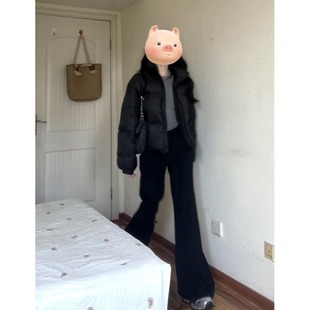 2025新款 加厚立领黑色羽绒棉服女秋冬季 宽松保暖肯豆风棉衣外套潮