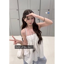韩系甜美减龄白色吊带背心女夏季2025新款外穿高级感抹胸无袖上衣