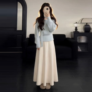 韩系千金小香风穿搭针织套装连衣裙子女春季2026年巨好看套装长裙