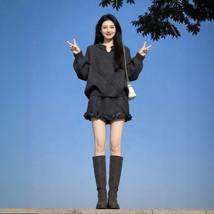 小个子甜美慵懒风毛衣针织连衣裙女2026春季新爆款减龄套装短裙子