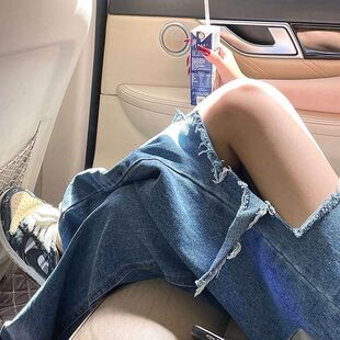 2023大破洞牛仔裤女夏季新款韩版高腰显瘦宽松直筒阔腿乞丐裤子