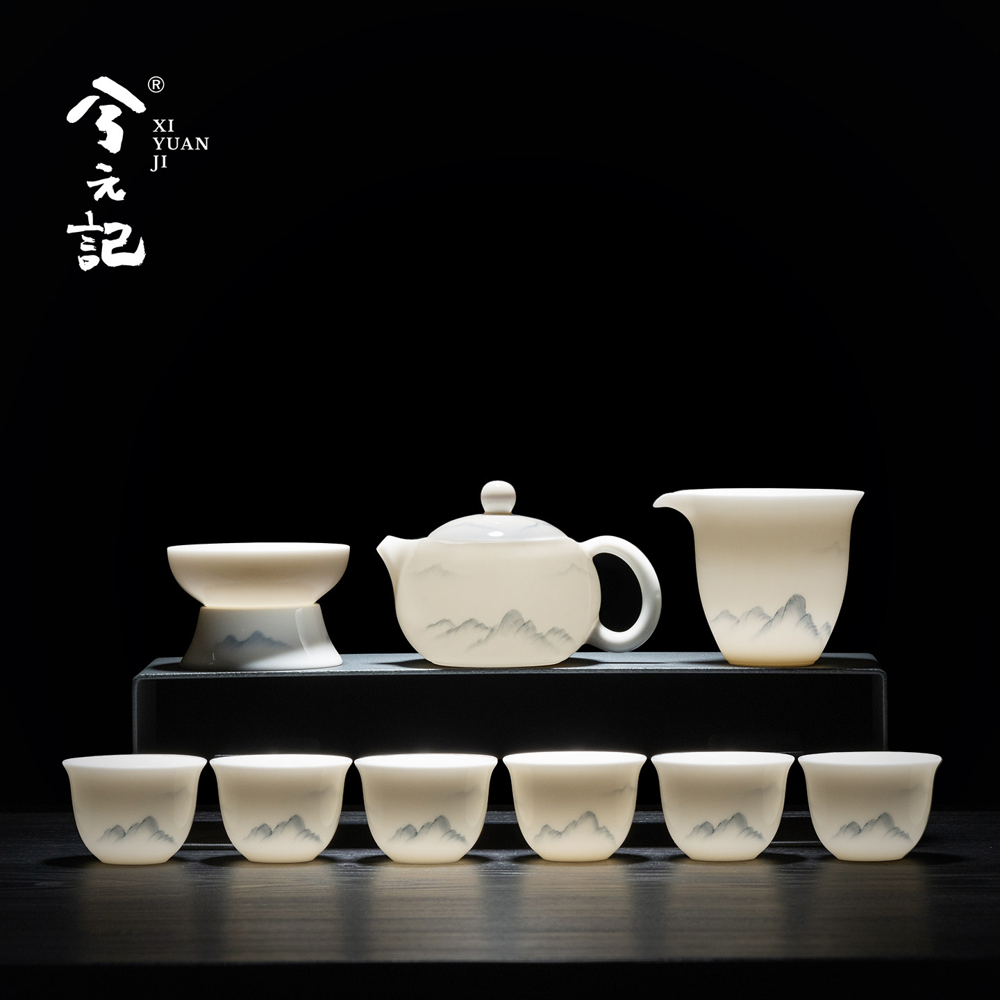 手绘山水釉下彩功夫茶具套组轻奢高档2026新款家用陶瓷茶壶茶杯