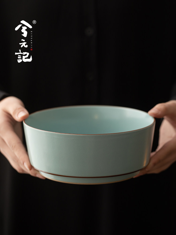 西元记天清汝窑茶杯洗建水家用茶渣罐废液罐陶瓷水碗茶道配件
